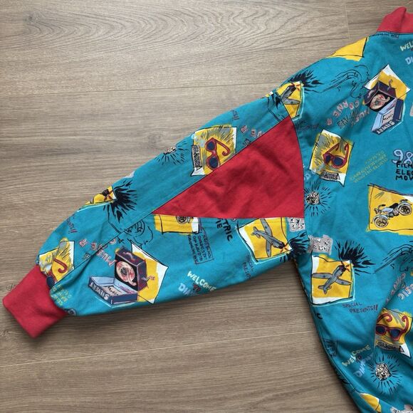 Vintage Women’s Jacket All Over Print Films Planes Clubs Size M Ellas Mood Retro - Picture 6 of 12